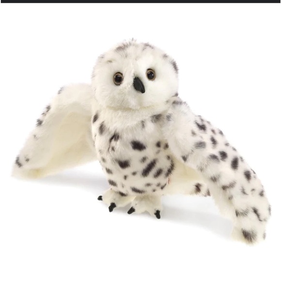 Folkmanis Snowy Owl Full Body Puppet Plush Head Turns 11" - Picture 1 of 7
